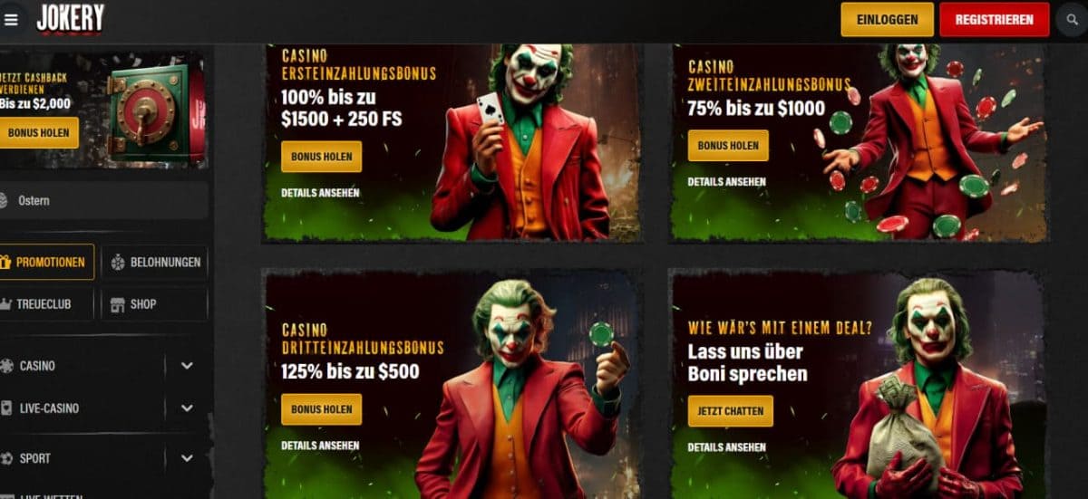 Jokery Casino Bonus – Anmeldung, Login & Freispiele image 1